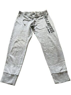Hollister Womens Light Gray Logo Sweatpants Size Small Drawstring Y2K Spell Out
